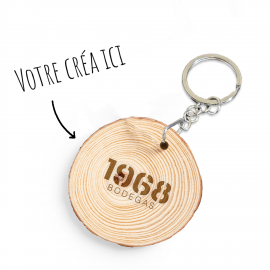 Porte-clés RONDIN en bois brut personnalisé