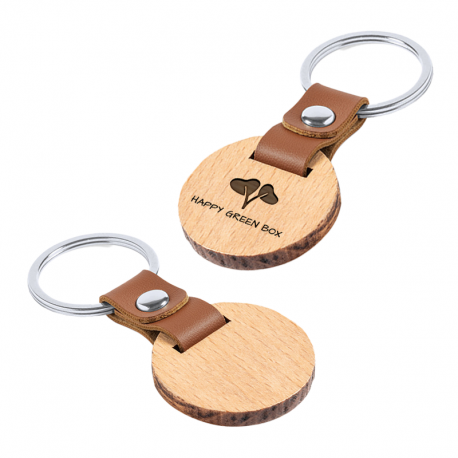 Porte clef maison en bois bambou et acier personnalisé gravé