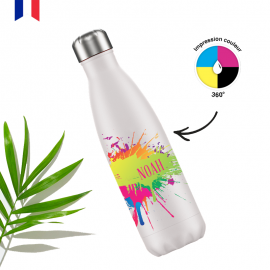 Bouteille isotherme 75 cl Blanche - impression couleur