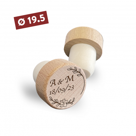 Bouchon de bouteille de vin 75cl en bois personnalisé (19.5 ⌀)