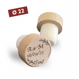 Bouchon de bouteille grand format en bois personnalisé (22 ⌀)