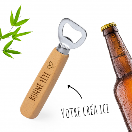 Ouvre-bouteille en bois gravé ouvre-bière