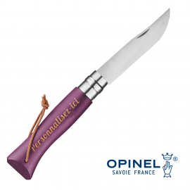 OPINEL N°08 Baroudeur Grenat Inox gravure laser