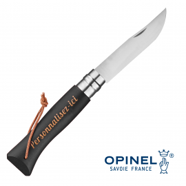 OPINEL N°08 Baroudeur Noir Inox gravure laser