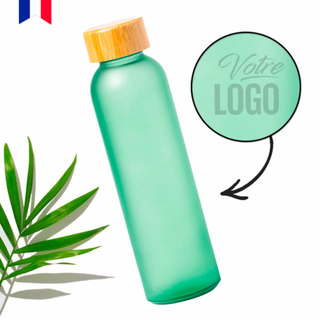 Bouteille en verre givré VERTE 500ml personnalisable