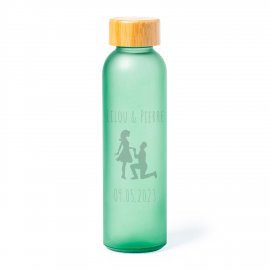 Bouteille en verre givré VERTE 500ml personnalisable