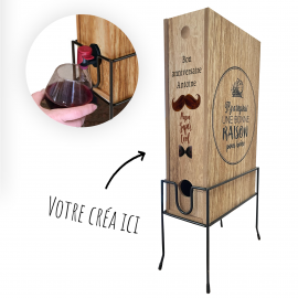 Caisse bois pour cubi 3L Distributeur de vin personnalisé