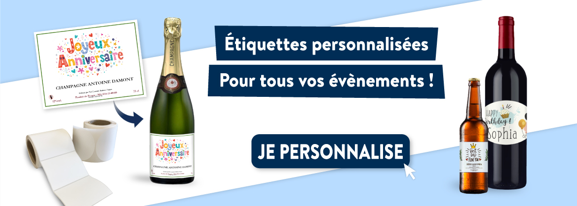 Etiquettes personnalisées pour bouteilles de vin et de champagne -  Mabouteille